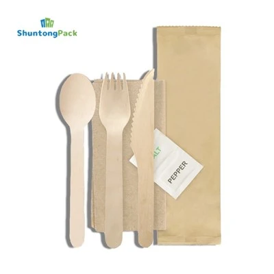Portable Disposable Wooden Cutlery Set