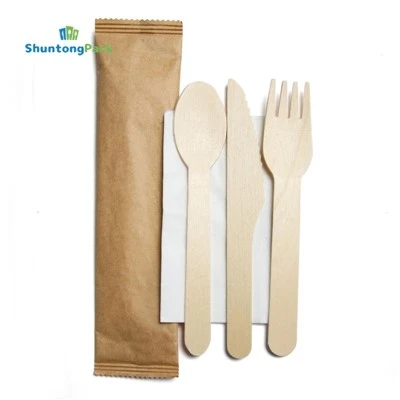 Wooden Cutlery Set With Napkin
